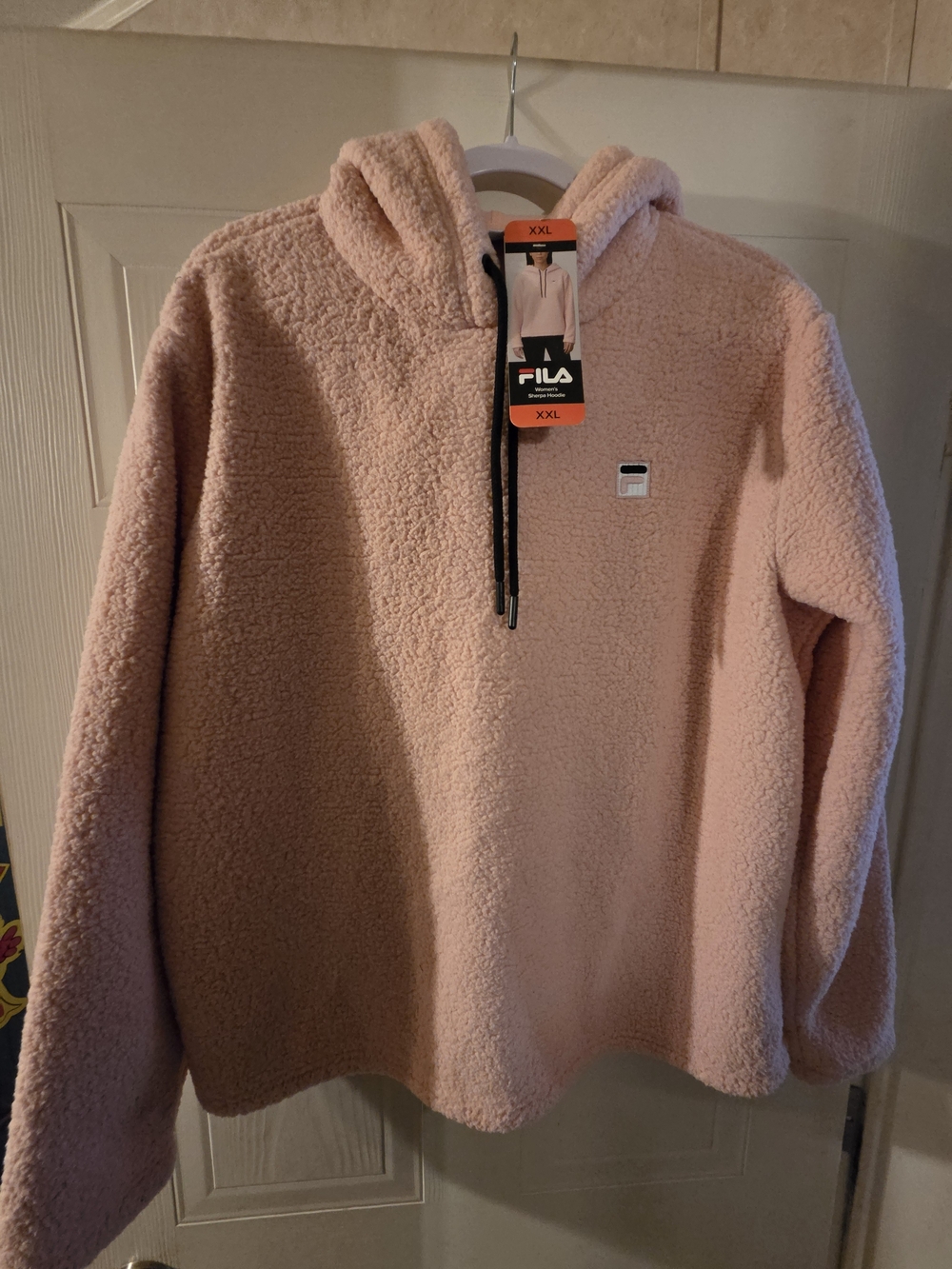 FILA Plush Sherpa Hoodie in Blush Pink